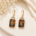 Lauren Ralph Lauren Drop Earrings Gold Tone Tortoise RL Logo New