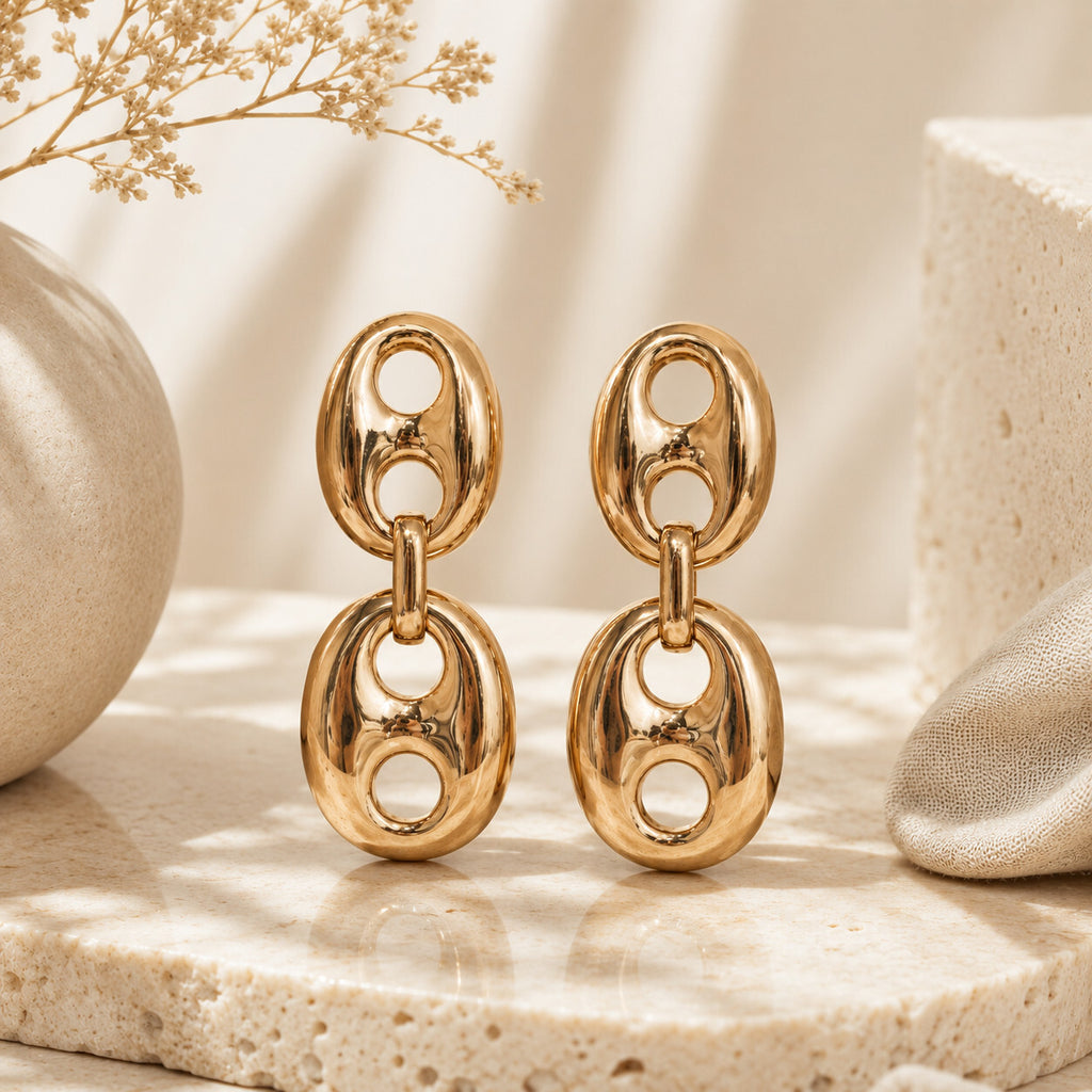 Song Of Style By Aimee Song Large Puff Marine Earrings Brass 3”