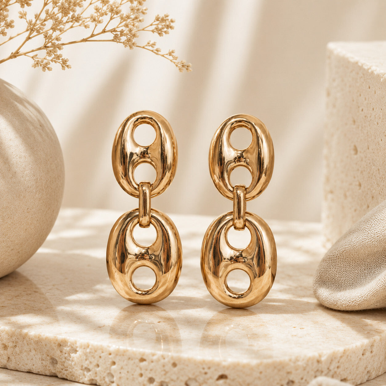 Song Of Style By Aimee Song Large Puff Marine Earrings Brass 3”