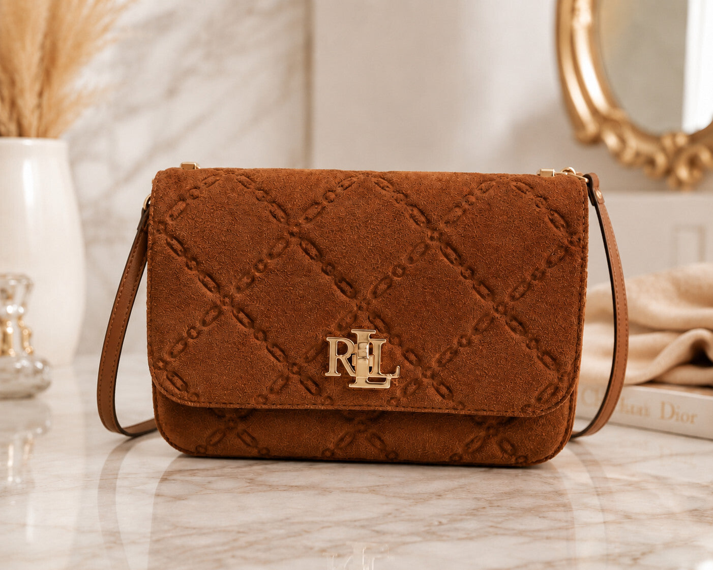 Lauren Lauren Ralph Lauren Embossed Suede Medium Sophee Bag