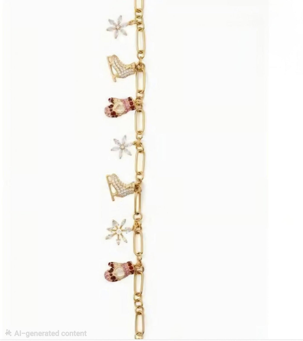 Kate Spade Winter Charm Bracelet Gold Tone NWT Cubic Zirconia Crystals