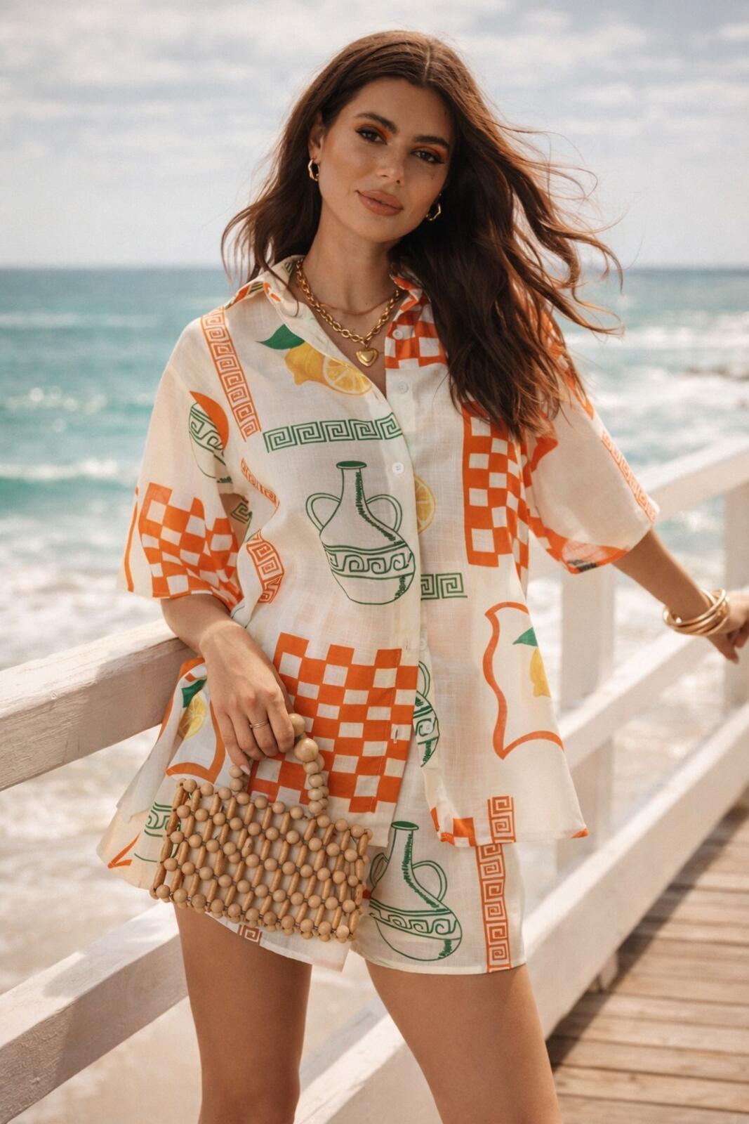 Printed Shirt and Shorts Set Endless Lemons Boutique Boho Unique