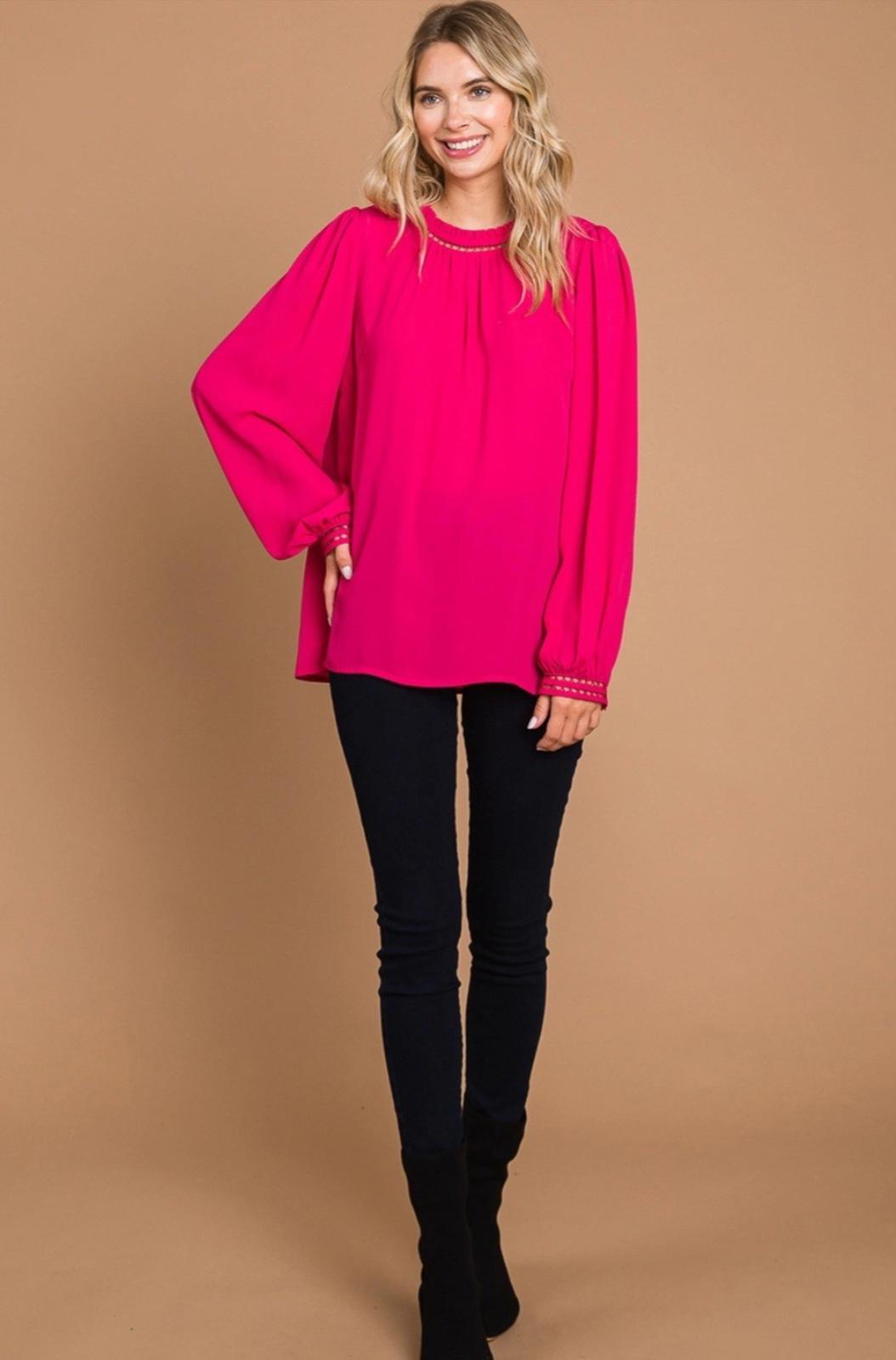 Cotton Bleu 64556W-Women's Soft Ladder Trim Detailed Top Size Large NWT