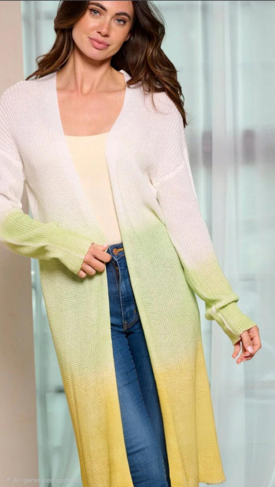 WOMEN'S LONG SLEEVE COLORBLOCK OPEN FRONT CARDIGAN