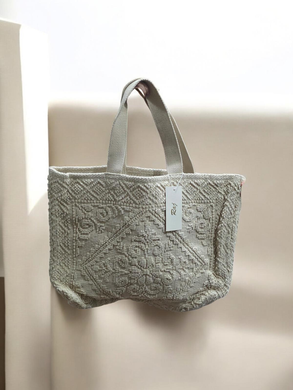 Raj Anthropologie Cotton Woven Carpet Large Tote
