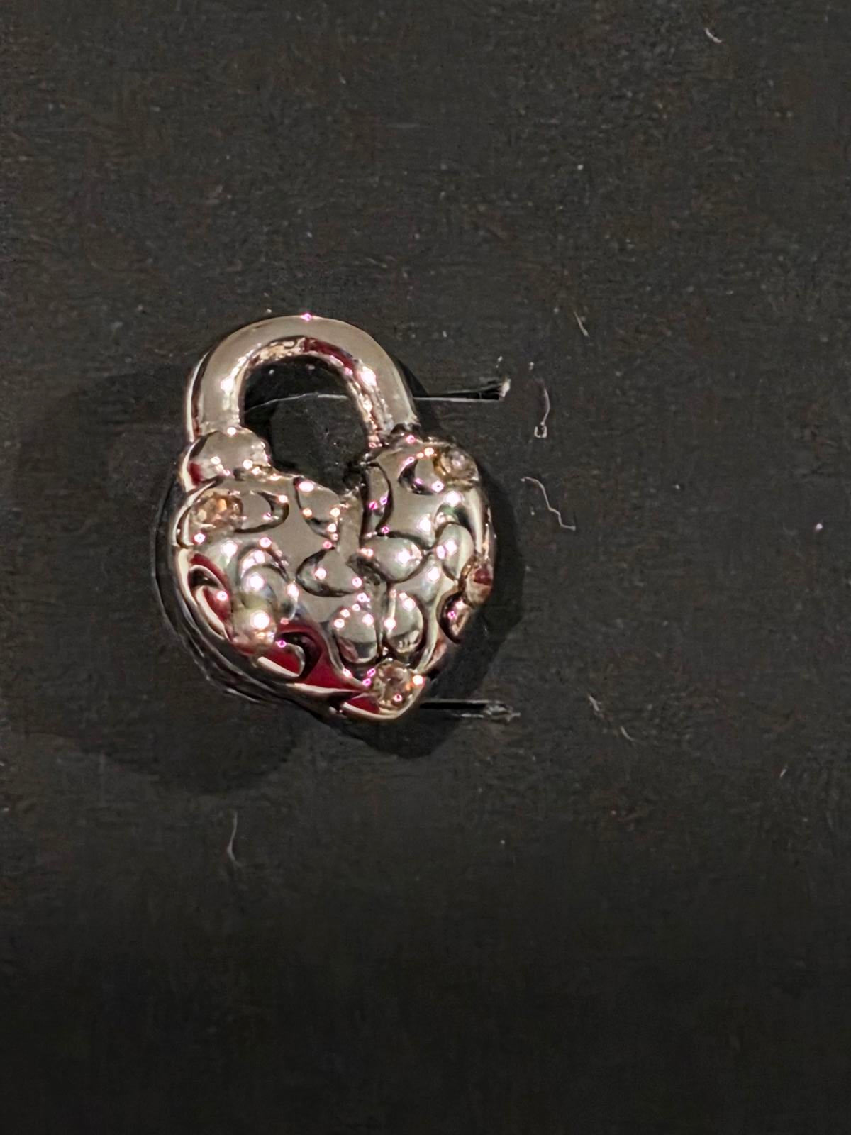 Coach Faux Stone Signature Quilted Heart Stud Earrings