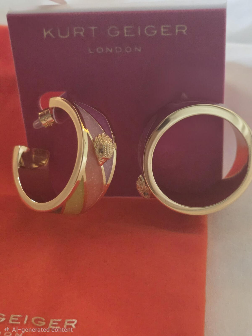 Kurt Geiger  eagle enamel huggie hoop earrings