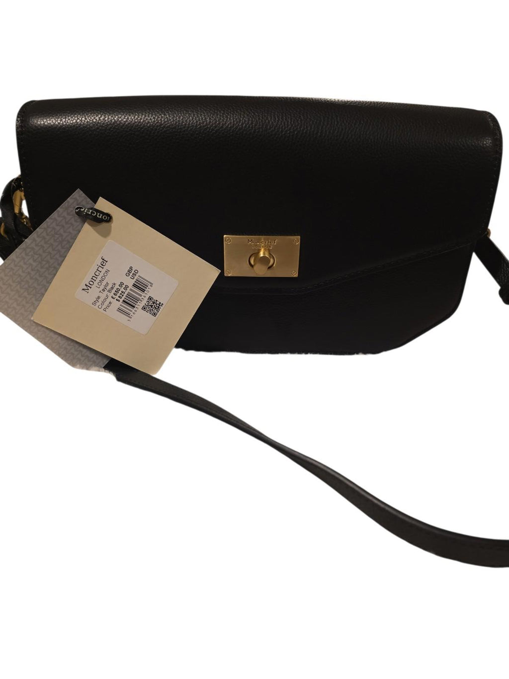 NWT Moncrief London Handbag Taylor Leather Flap Shoulder Purse Black Retail $825