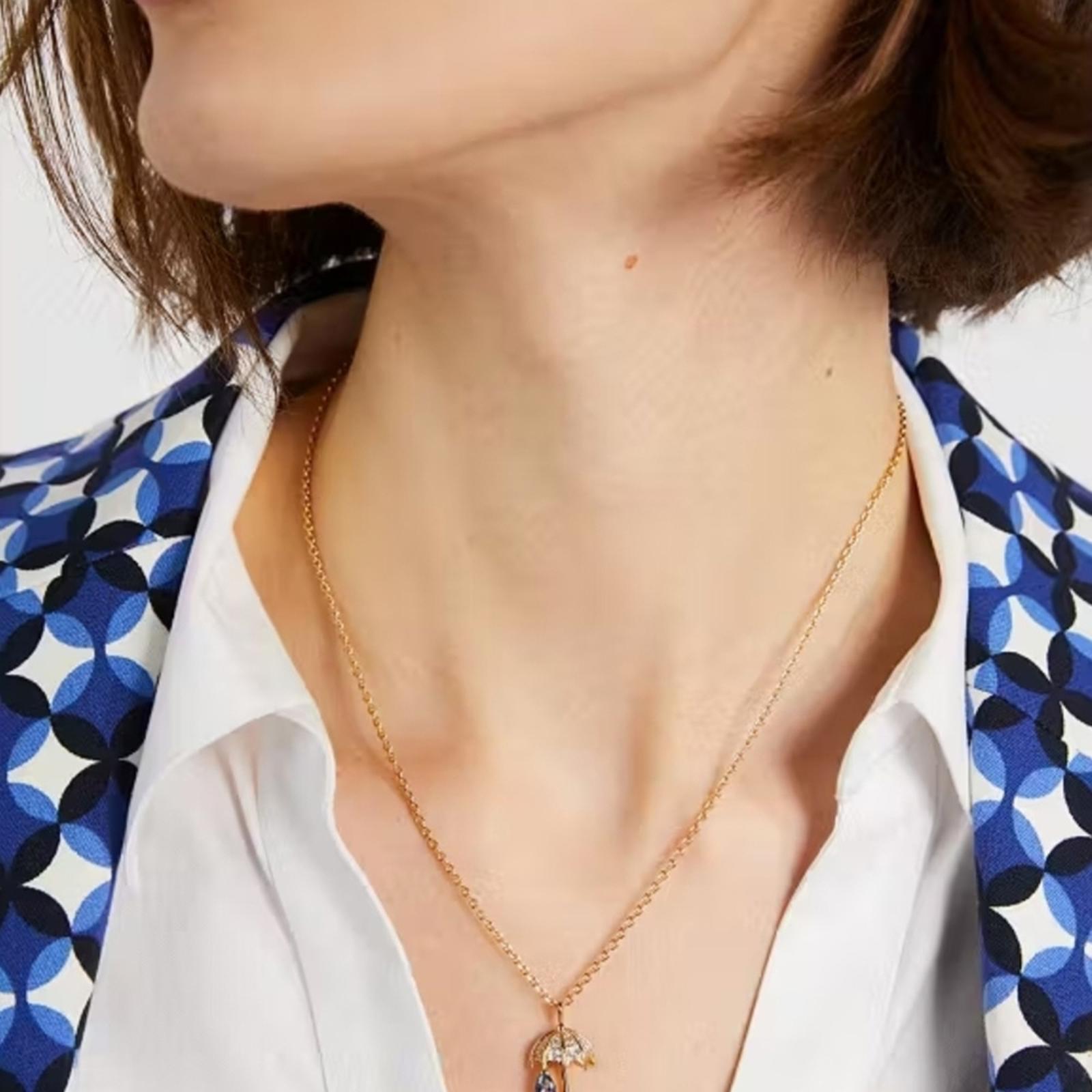 Kate Spade Rain Or Shine Pave Stone Gold Umbrella Earrings And Necklace