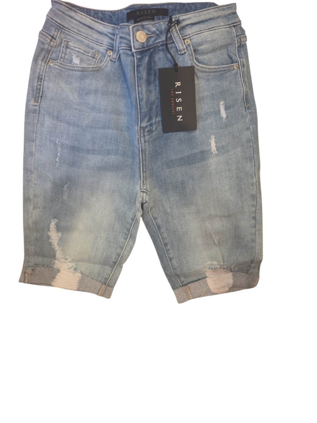 Risen Jeans Jenna High Rise Distressed Mid-Length Shorts