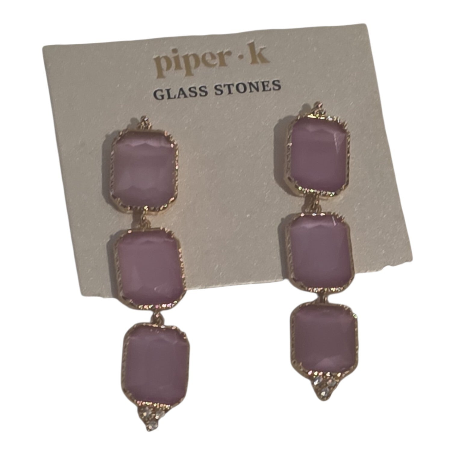 Piper-K Pink Stone dangle Earrings