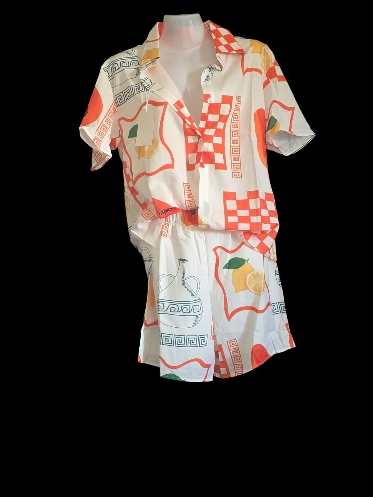 Printed Shirt and Shorts Set Endless Lemons Boutique Boho Unique