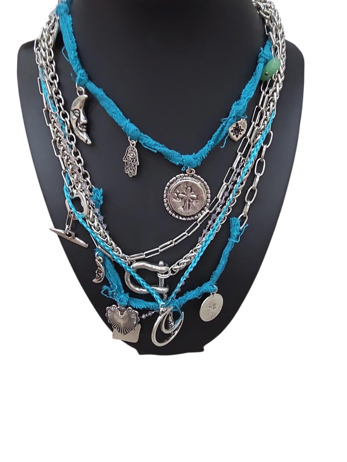 Free People Maggie May Layered Necklace NWT One Size Silver Tone Adjustable