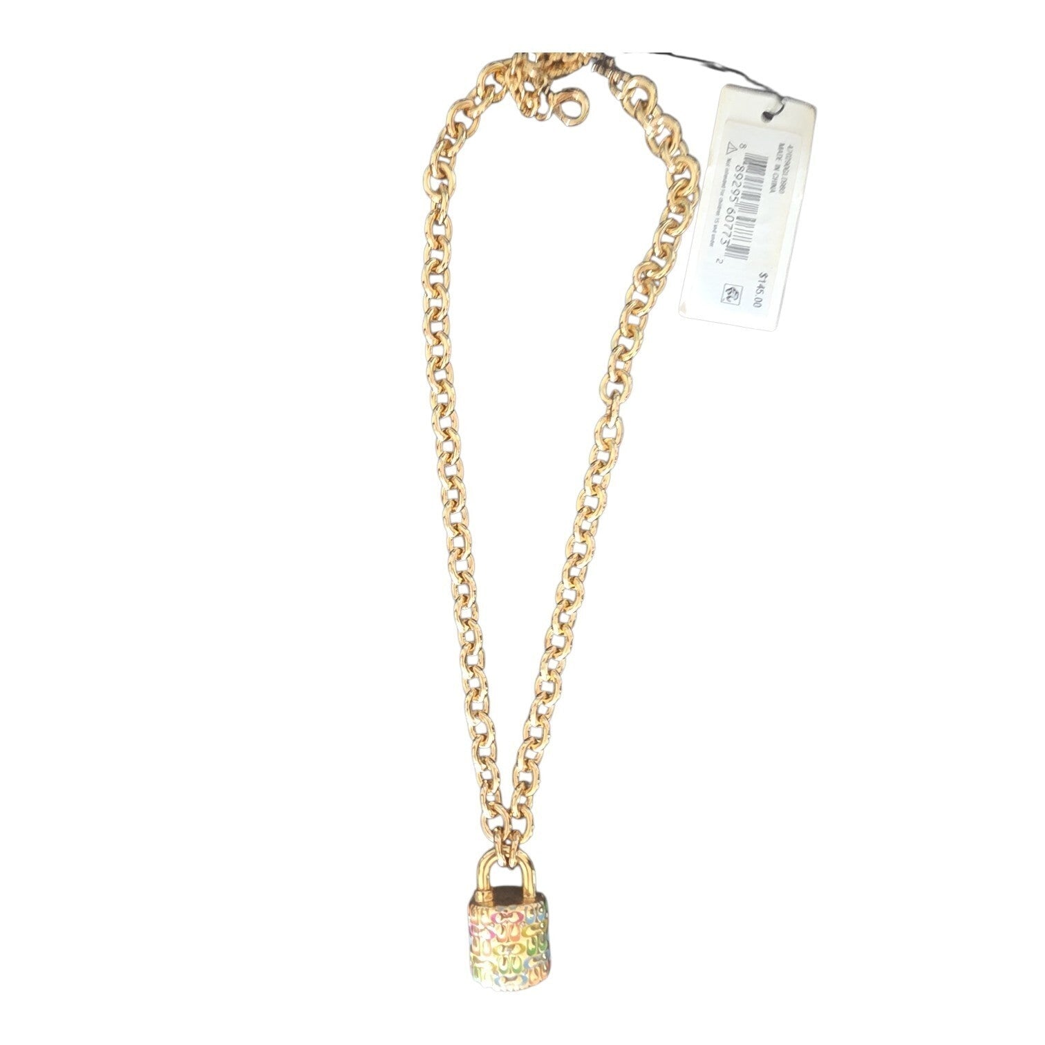 Coach Quilted Padlock Necklace