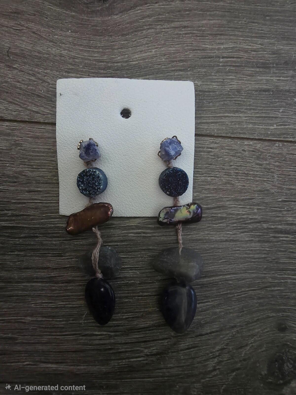 Free People Glass Stone Beaded Drop Earrings