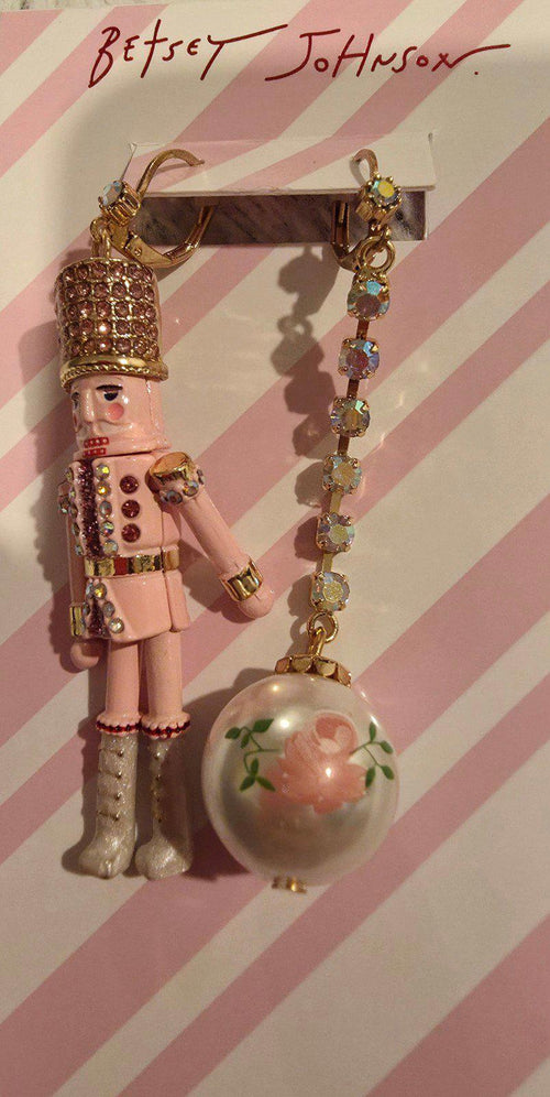 Betsey Johnson Pink Christmas Earrings