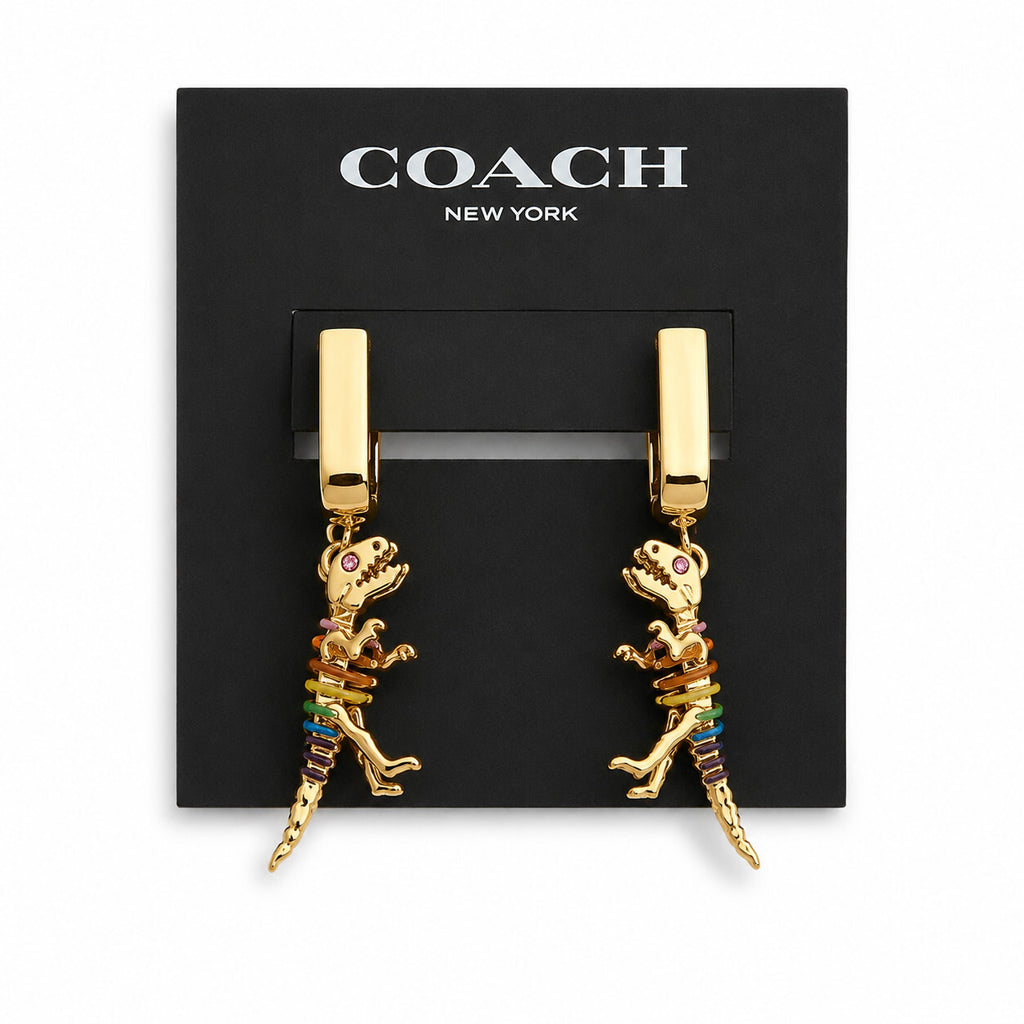 Coach Signature Rainbow Rexy Huggie Earrings