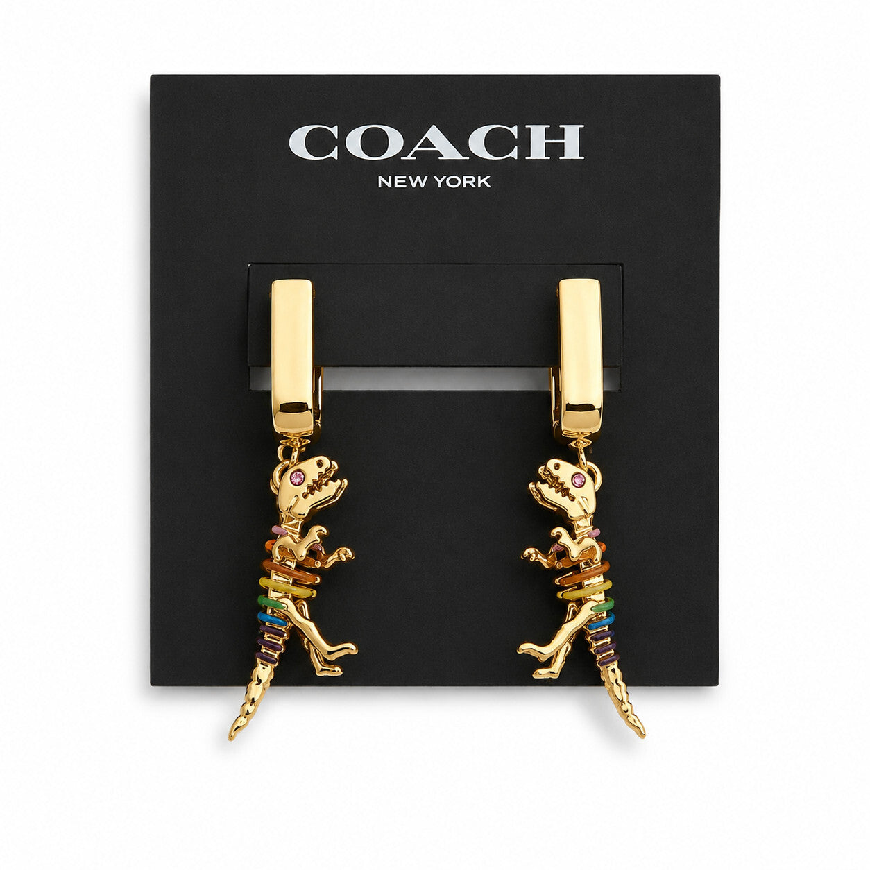 Coach Signature Rainbow Rexy Huggie Earrings