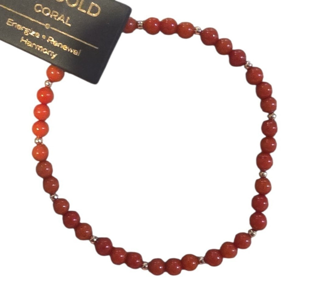 14K Gold Coral Beaded Bracelet