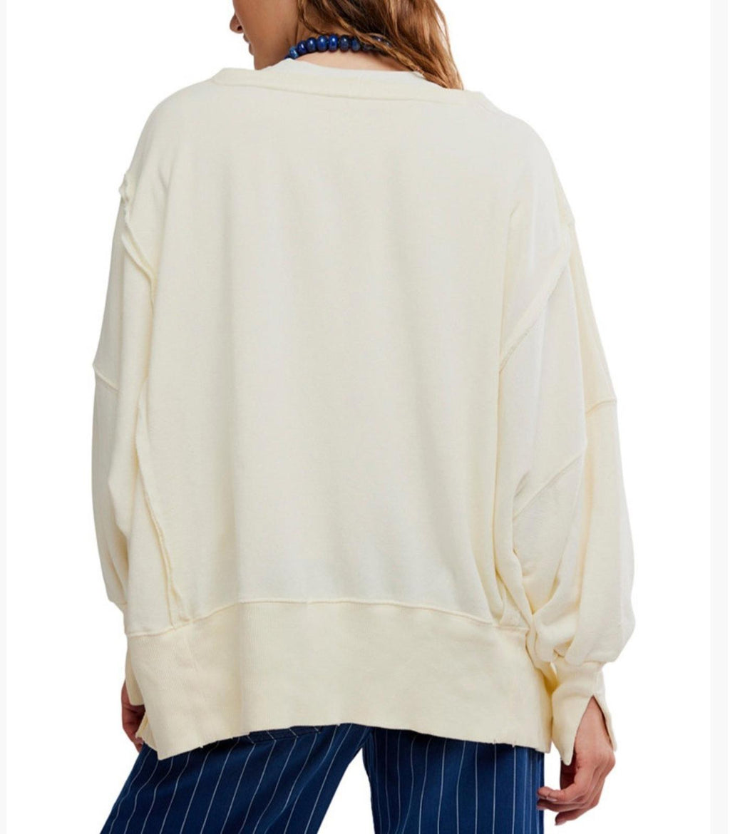 Free People Women's Graphic Camden High-Low Sweatshirt Medium
