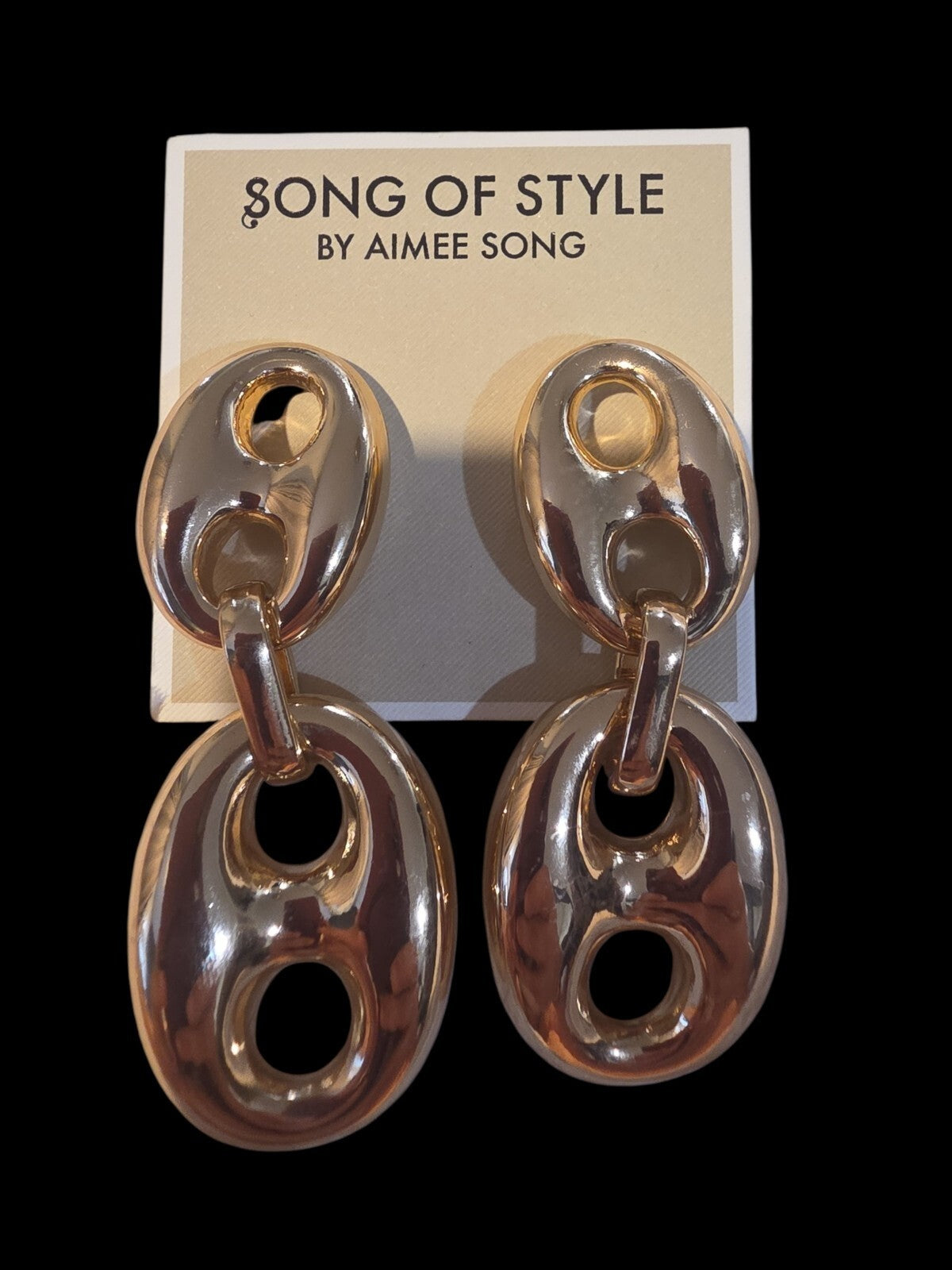 Song Of Style By Aimee Song Large Puff Marine Earrings Brass 3”