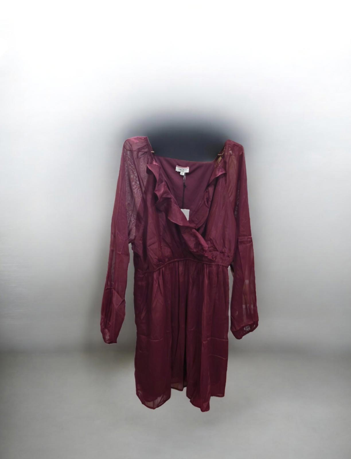 Andree by Unit Women's Plus Size Wine Color Long Sleeve Dress NWT Size 1X
