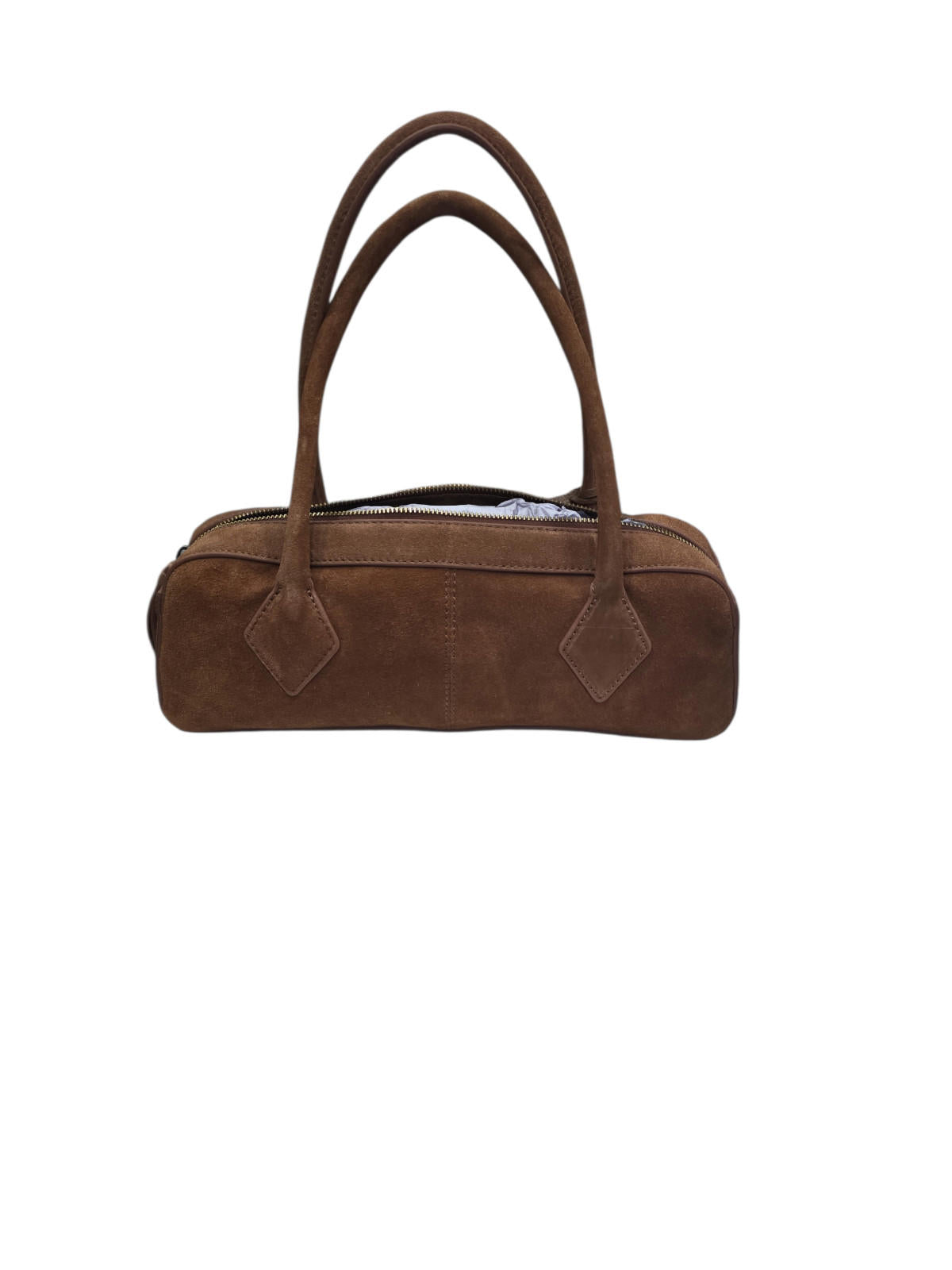 Genuine Suede East West Bag with Bow Detail
