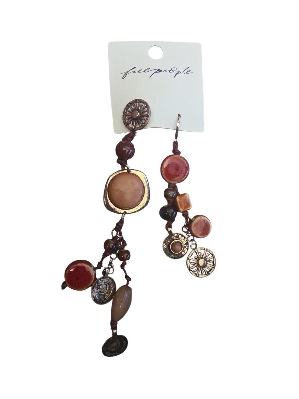 Free People Glass Stone Beaded Drop Earrings