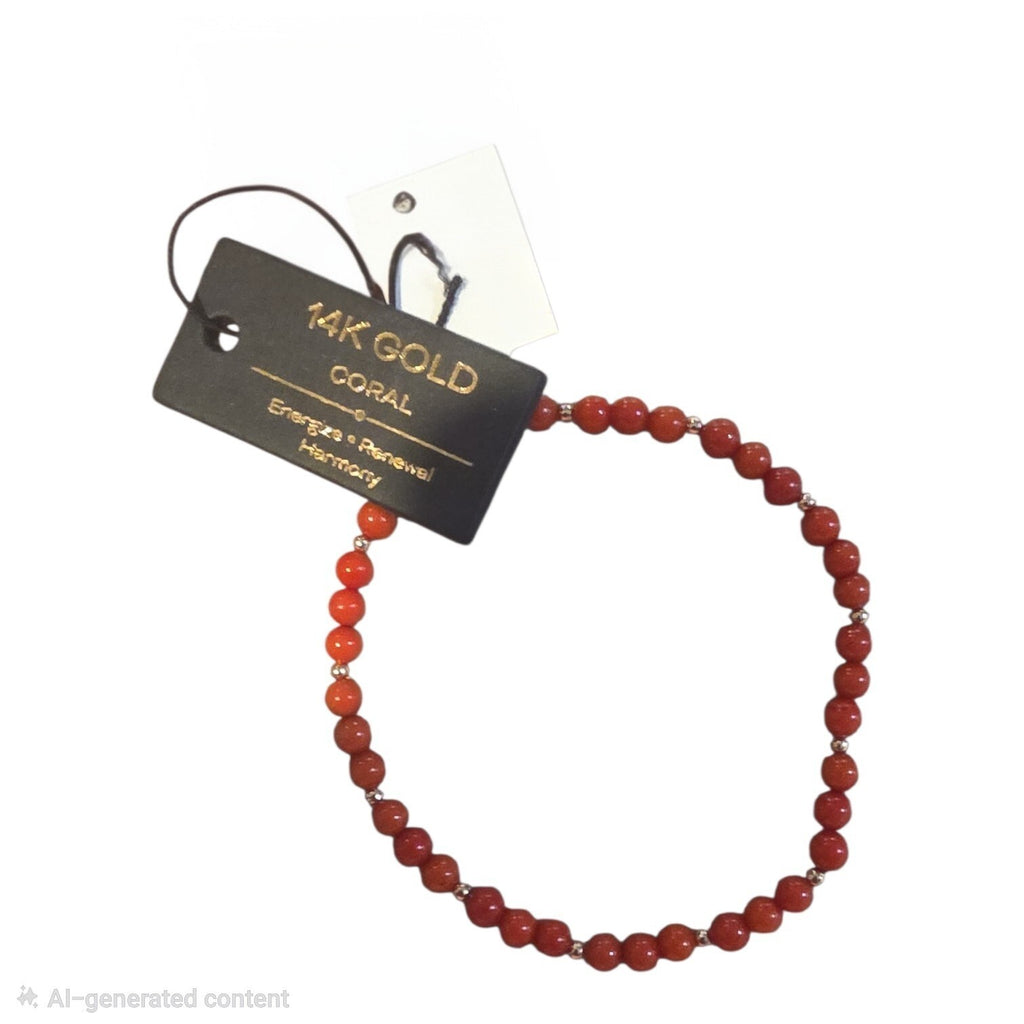 14K Gold Coral Beaded Bracelet