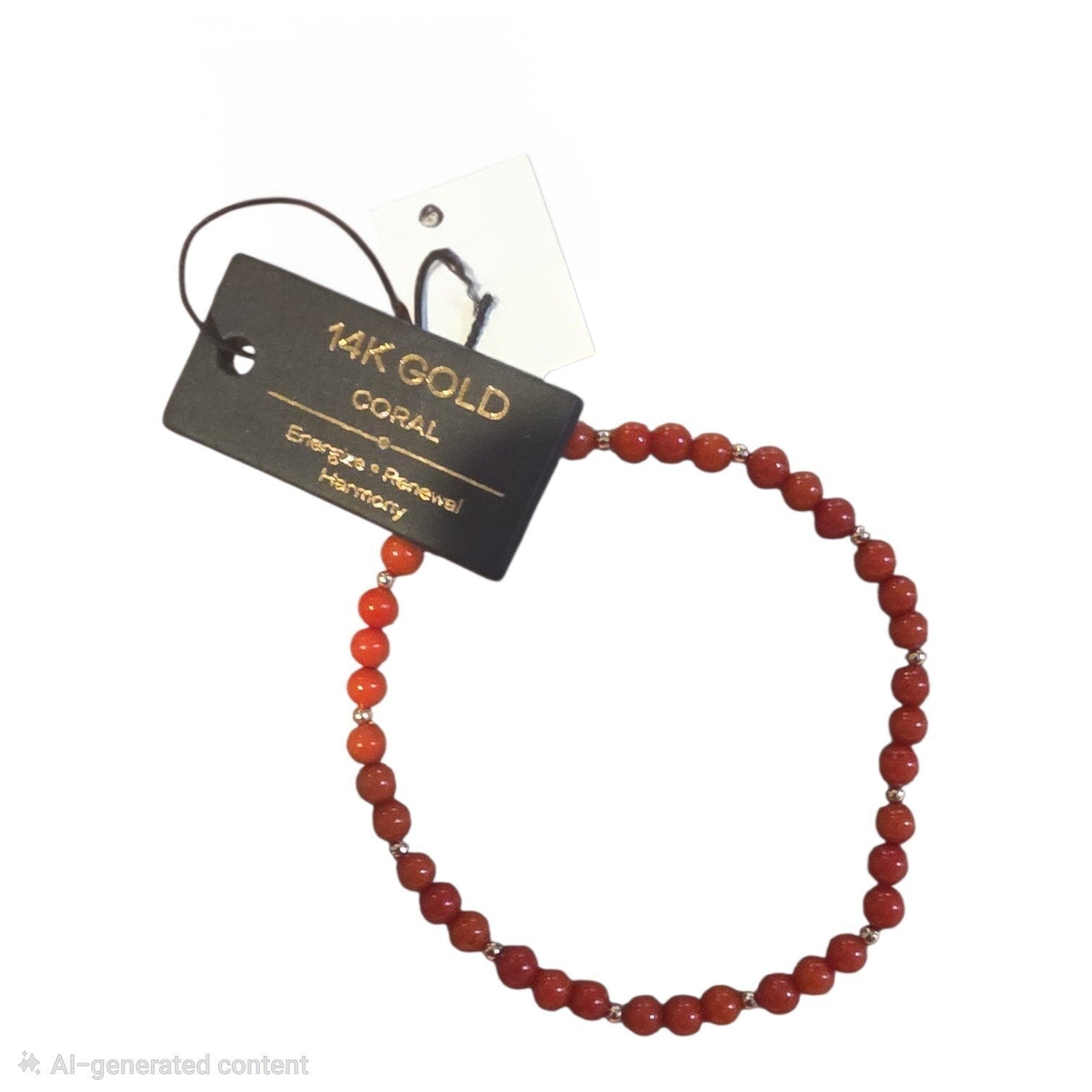 14K Gold Coral Beaded Bracelet