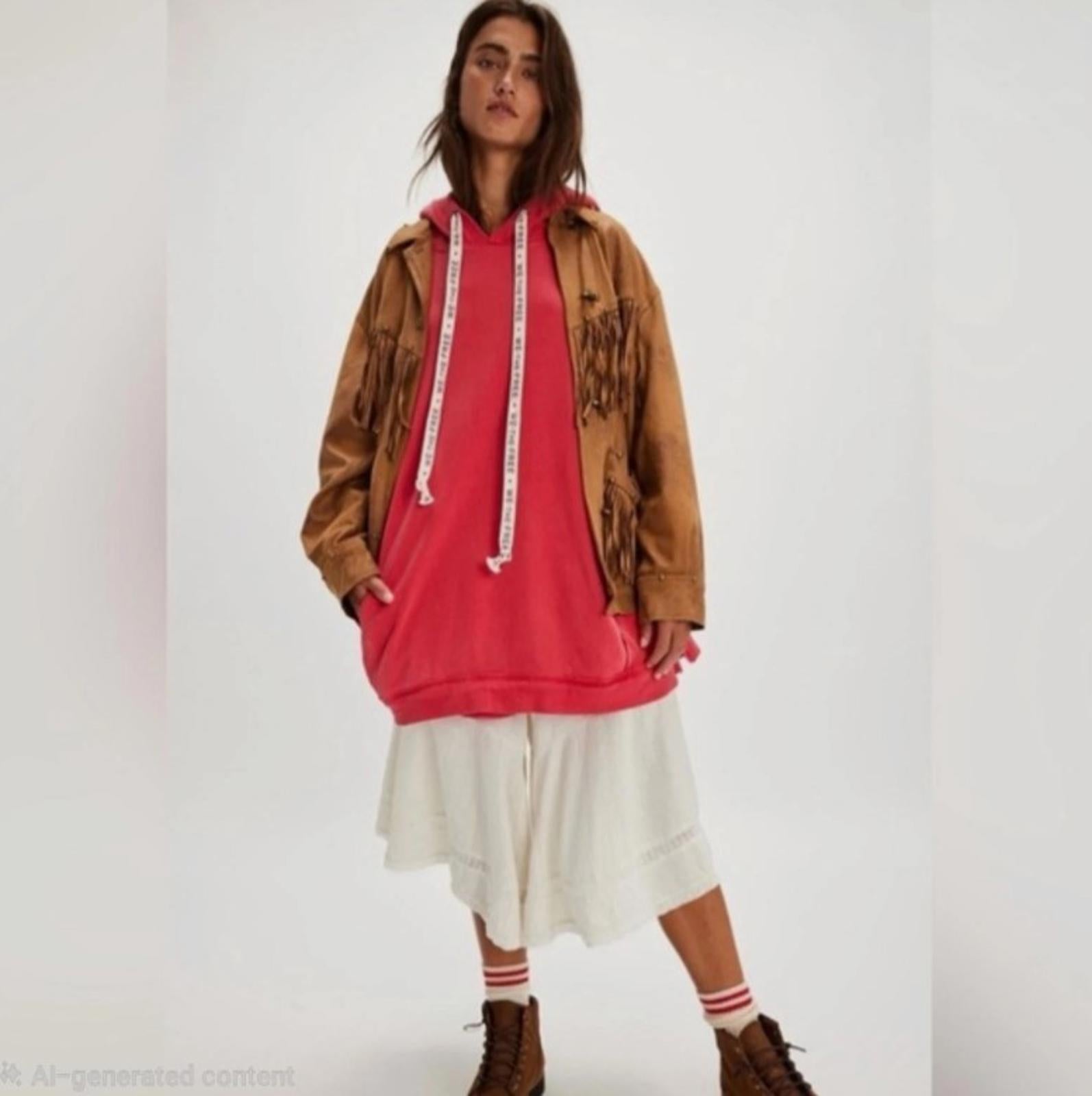 Free People We The Free Women’s Oversized Hoodie Red Size Med