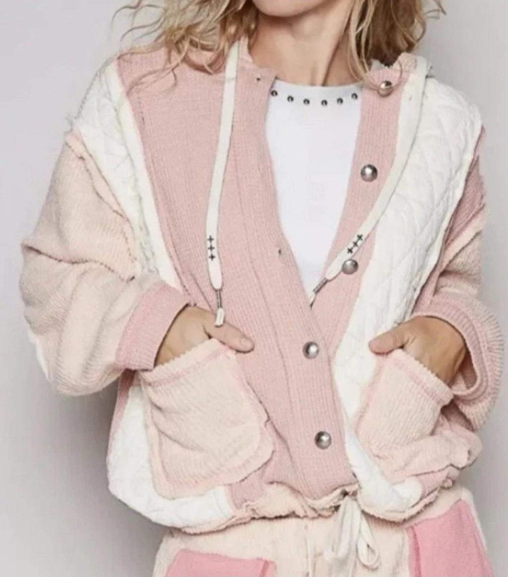 POL Multi Fabric Hooded Jacket L