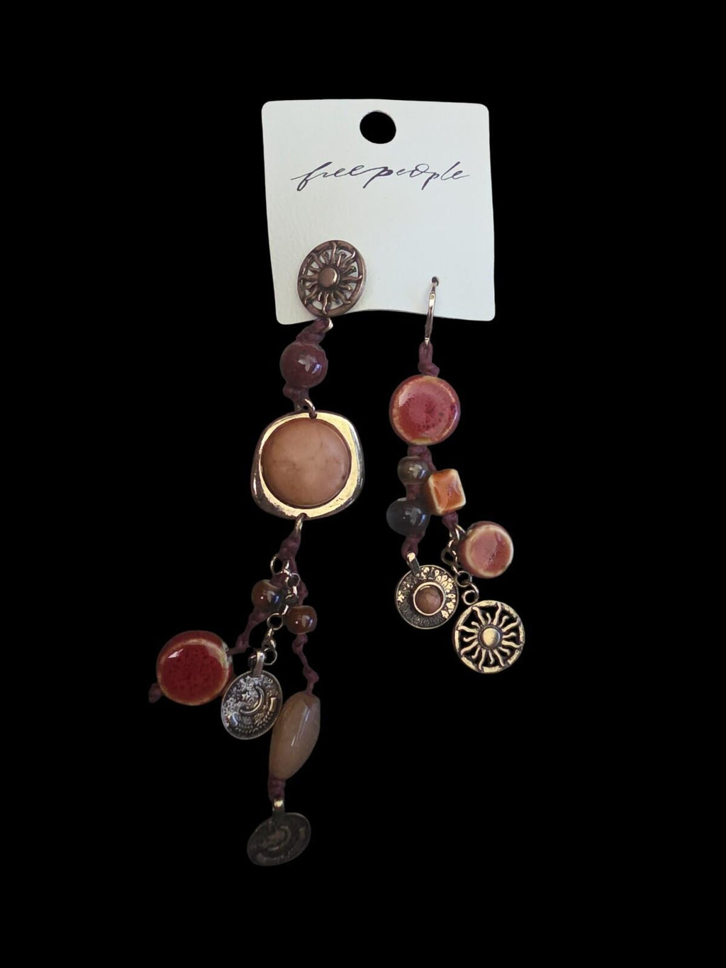 Free People Glass Stone Beaded Drop Earrings