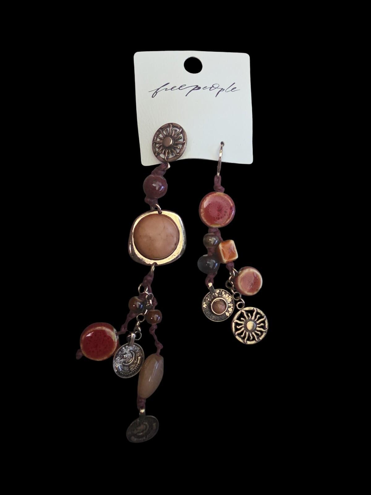 Free People Glass Stone Beaded Drop Earrings