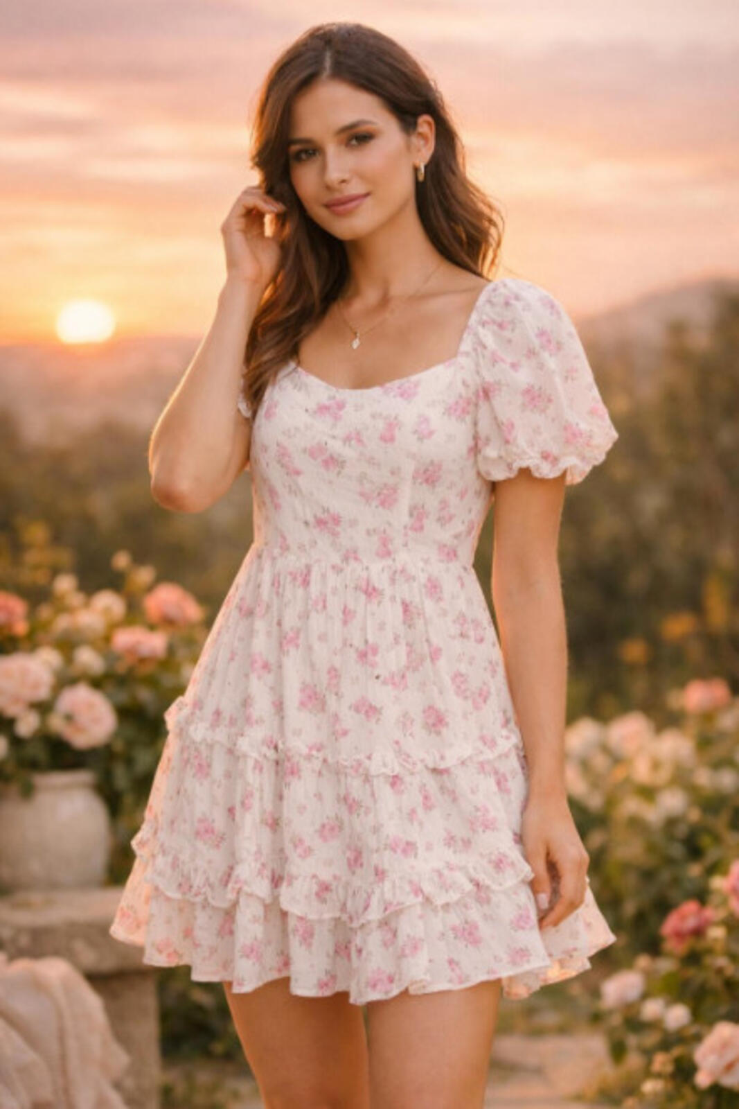 Altr’d State Alessandra Ruffle Floral Tiered Dress