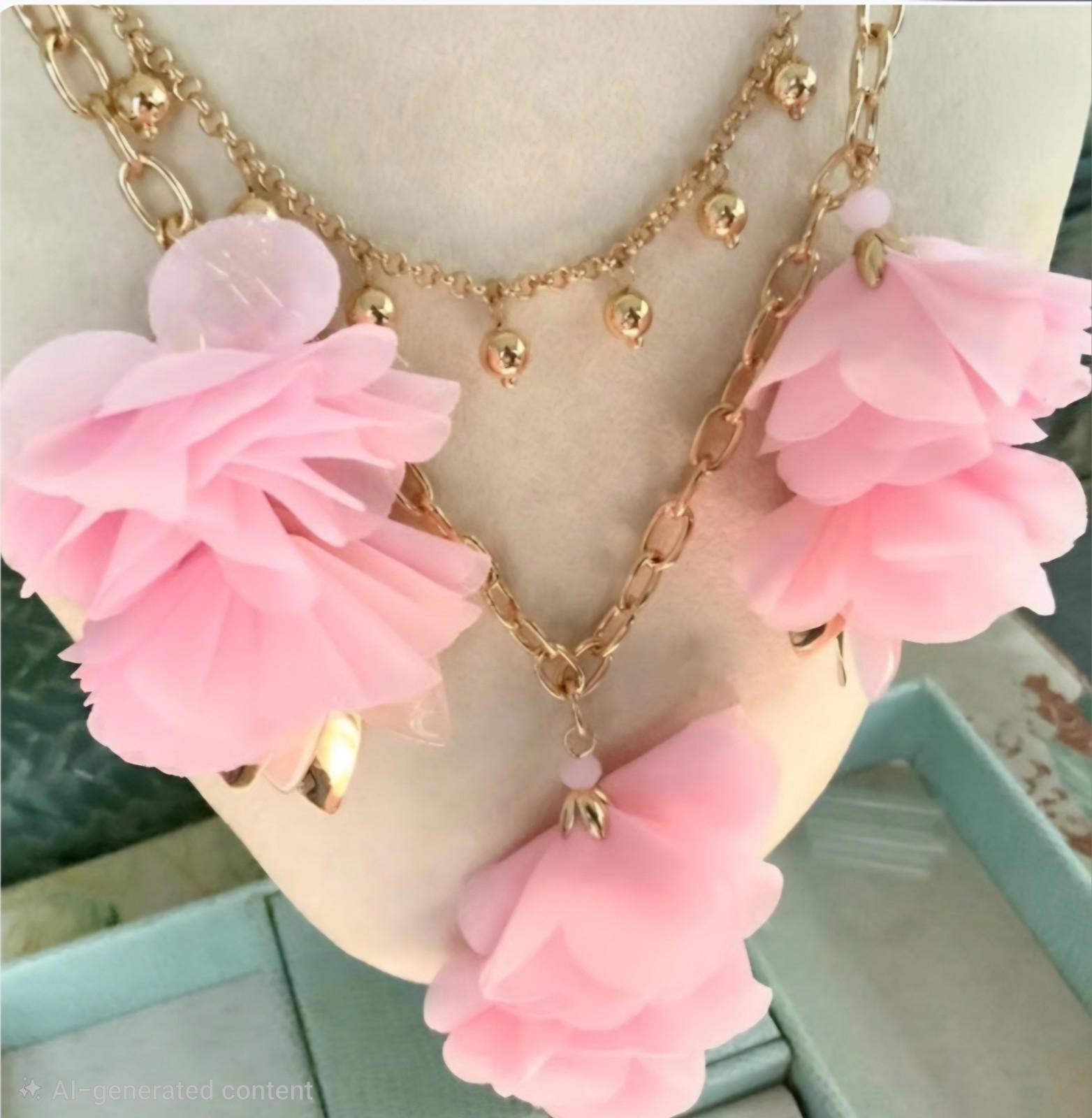LILLY PULITZER CASCADING FLOWER PETALS- PINK TROPICS STATEMENT NECKLACE