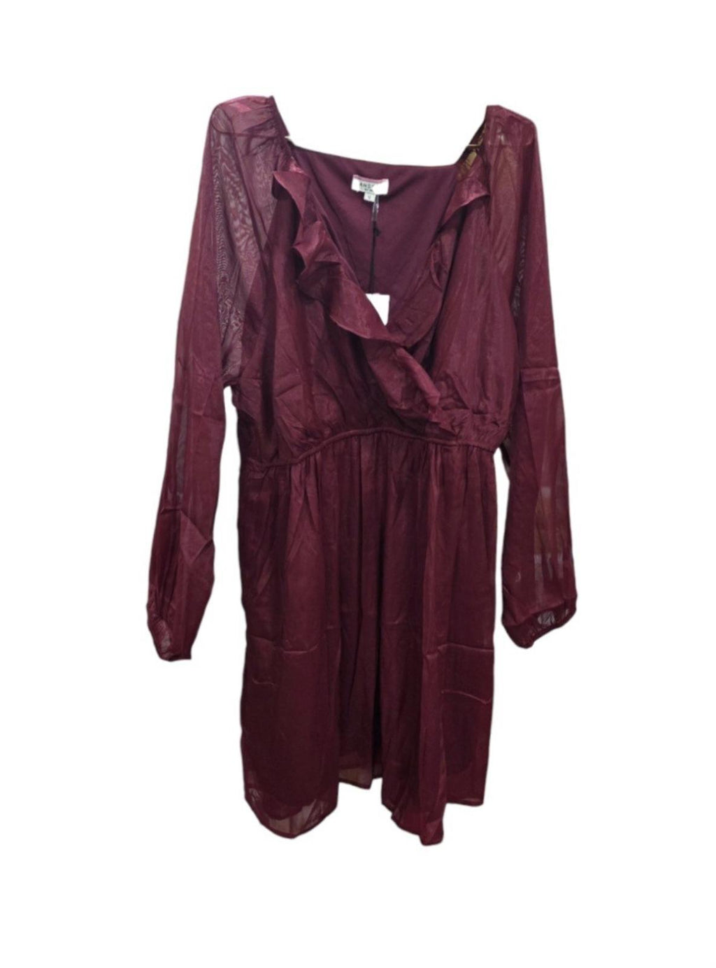 Andree by Unit Women's Plus Size Wine Color Long Sleeve Dress NWT Size 1X