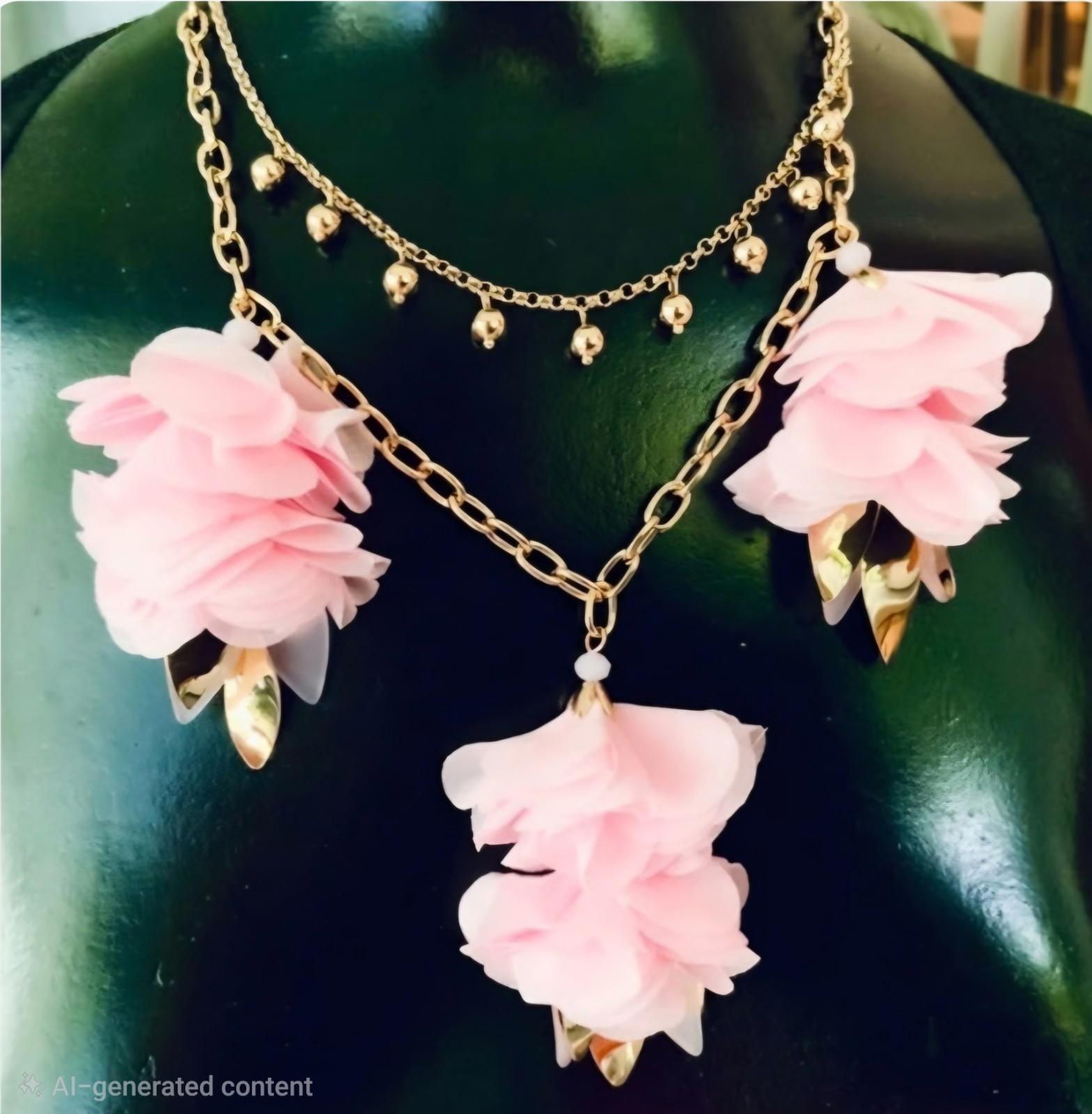 LILLY PULITZER CASCADING FLOWER PETALS- PINK TROPICS STATEMENT NECKLACE
