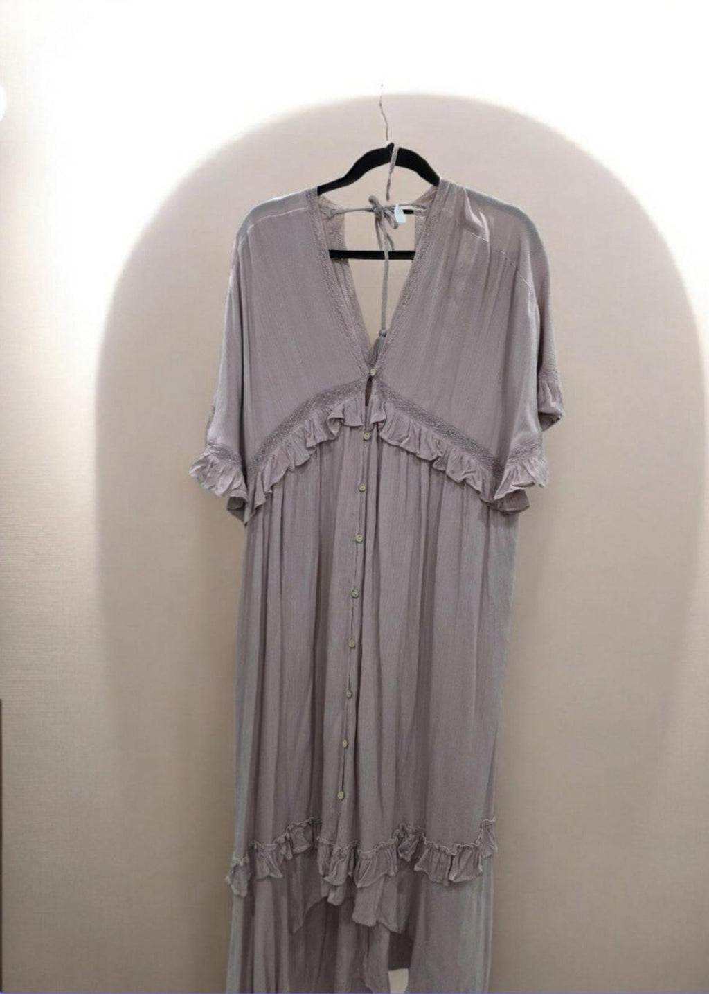 Sweet Lovely by Jen Mauve Pink  Ruffle Dress Size Large NWOT