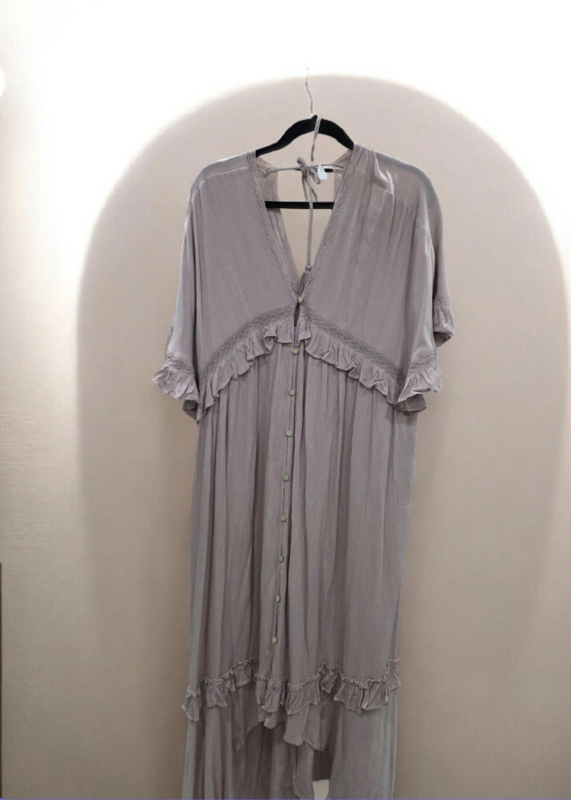 Sweet Lovely by Jen Mauve Pink  Ruffle Dress Size Large NWOT