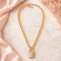 Coach Quilted Padlock Necklace