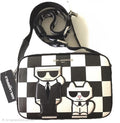 KARL LAGERFELD PARIS Maybelle Camera  Crossbody Bag Black White Check Combo NWT