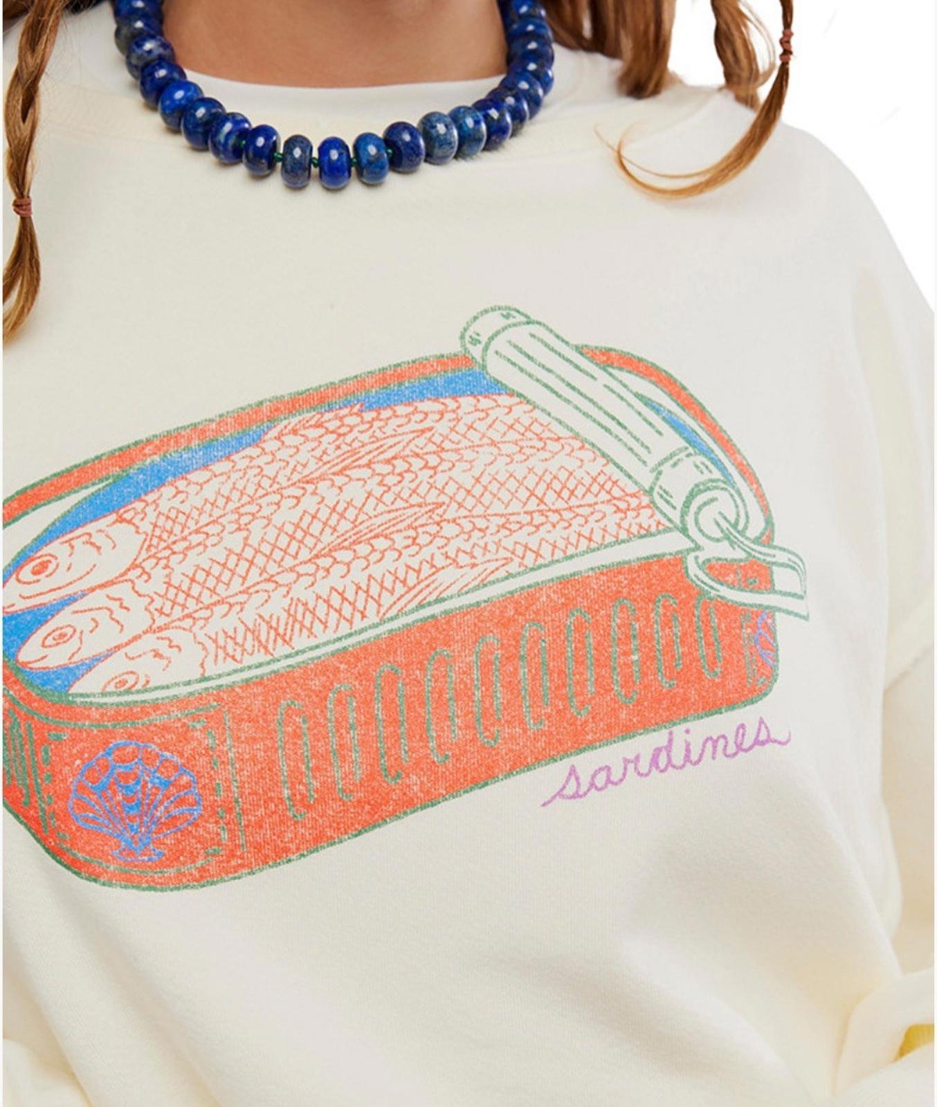 Free People Women's Graphic Camden High-Low Sweatshirt Medium
