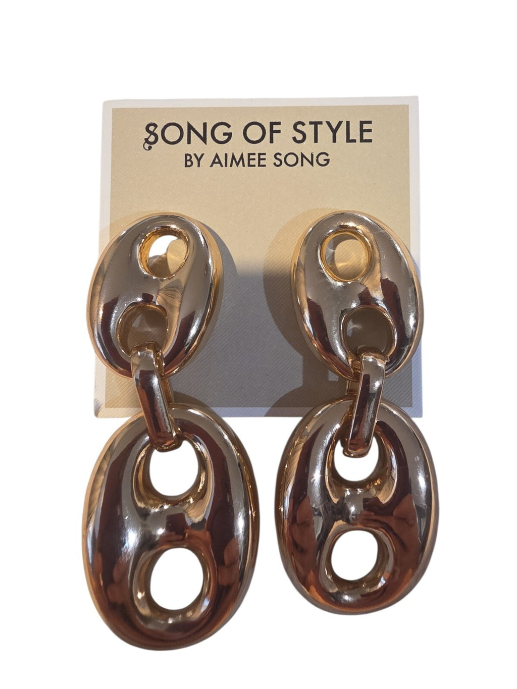 Song Of Style By Aimee Song Large Puff Marine Earrings Brass 3”