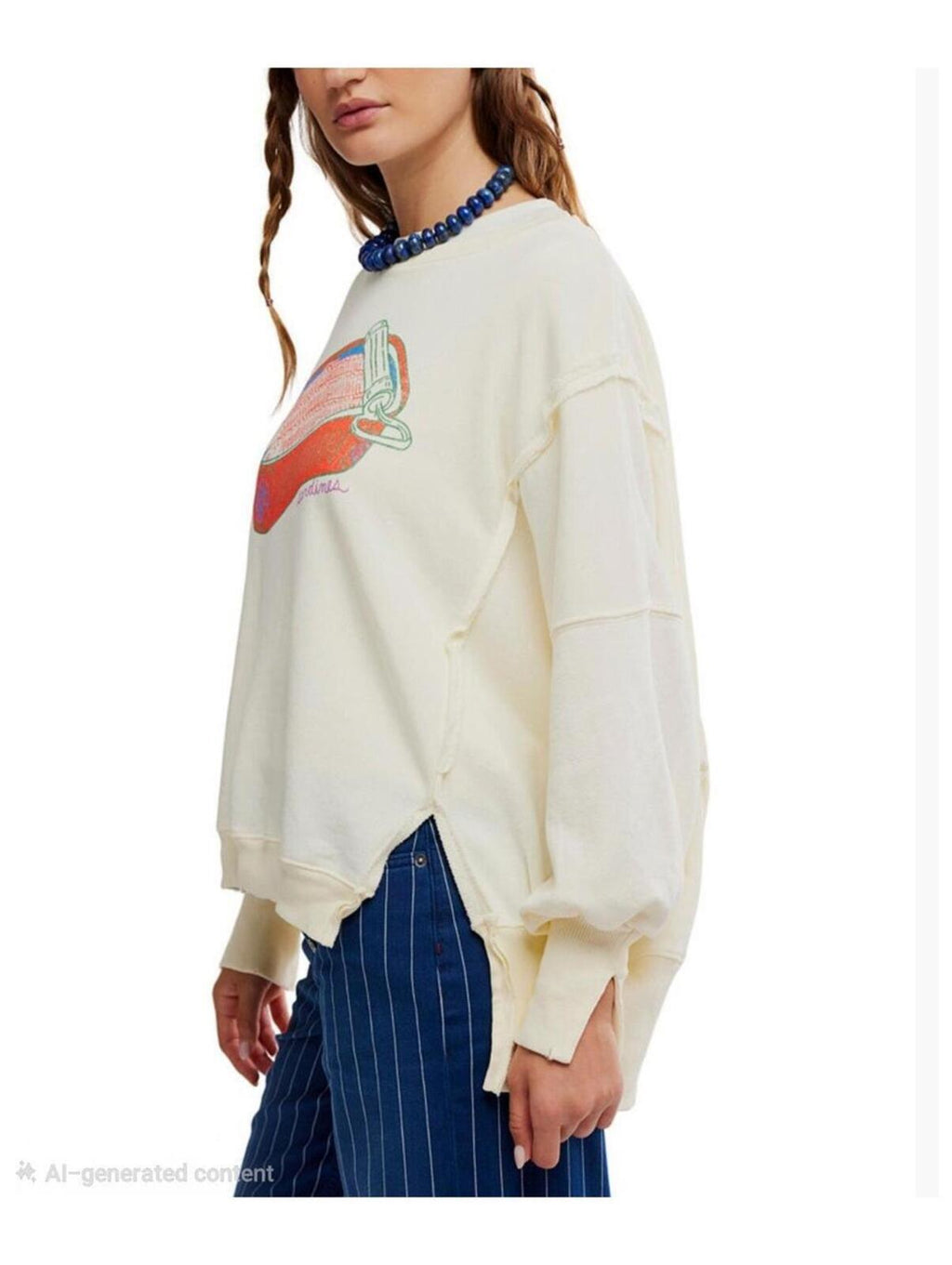 Free People Women's Graphic Camden High-Low Sweatshirt
