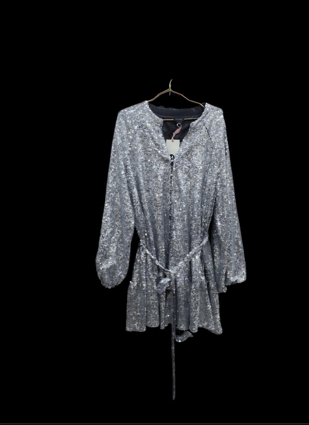 Alex Marie Women's Dress Size 18 Long Sleeve Sequence NWT Silver