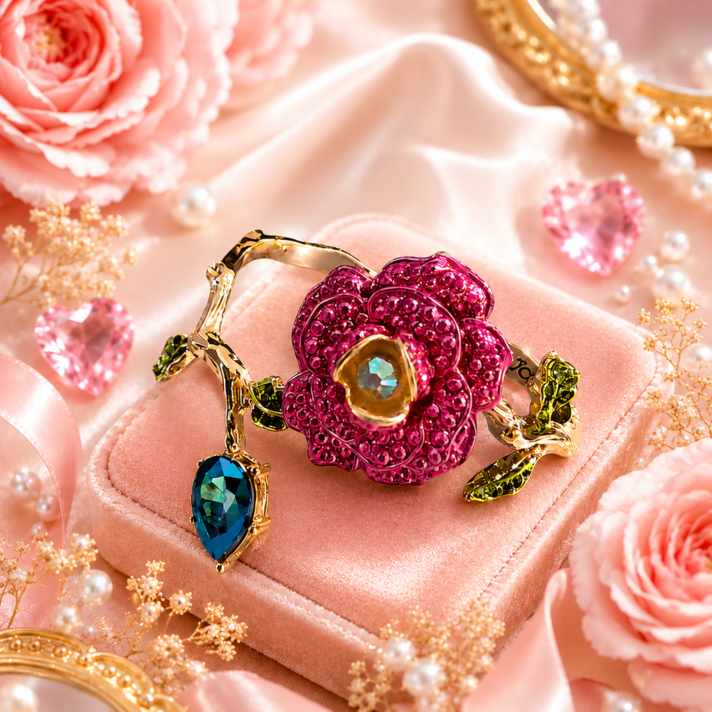 Betsey Johnson Rose Crystal Bangel