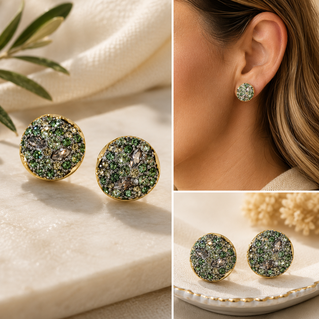 Alexis Bittar Solanales Crystal Round Stud Earrings