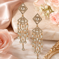 Karl Lagerfeld Glass Stone Mosaic Pave Linear Earrings
