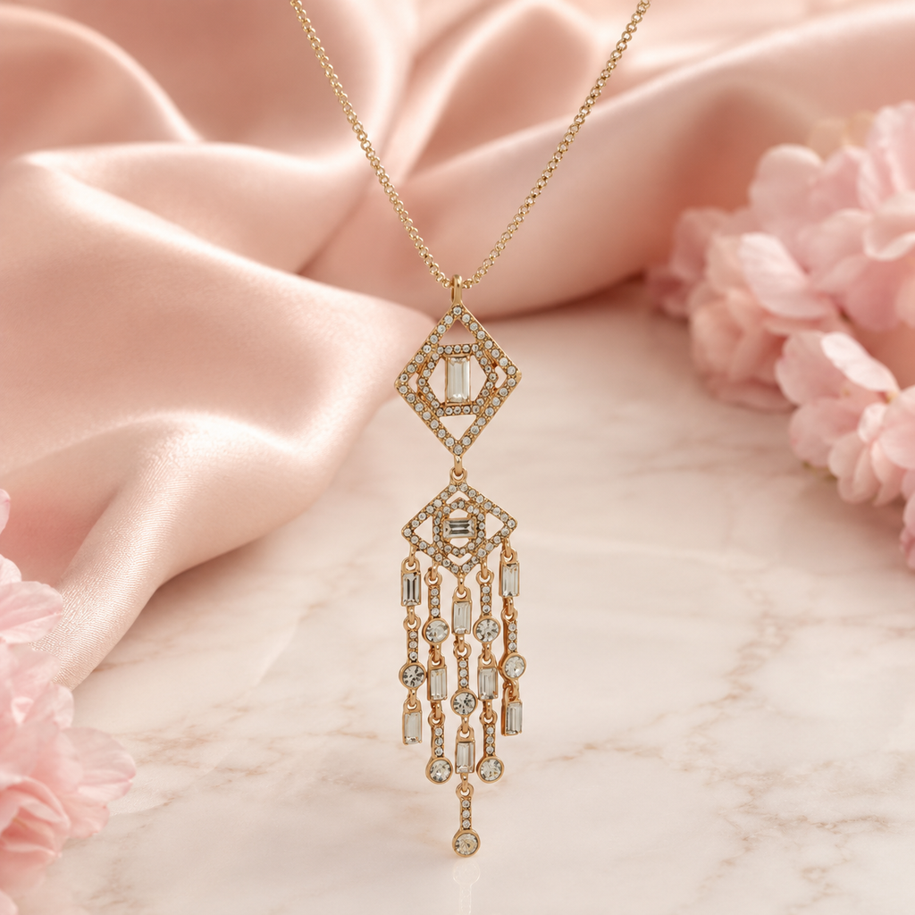 Karl Lagerfeld Glass Stone Mosaic Shaky Pendant Necklace